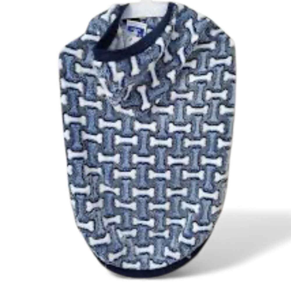 TOP PAW Cozy Blue Bone Blue & White Fleece Dog Hoodie Size XL